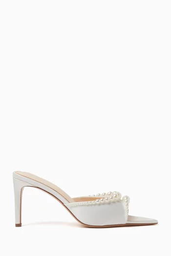 Gigi 80 Pearl Mule Sandals in Satin