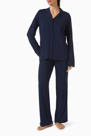 Sleep Long Sleeve Button-up Set