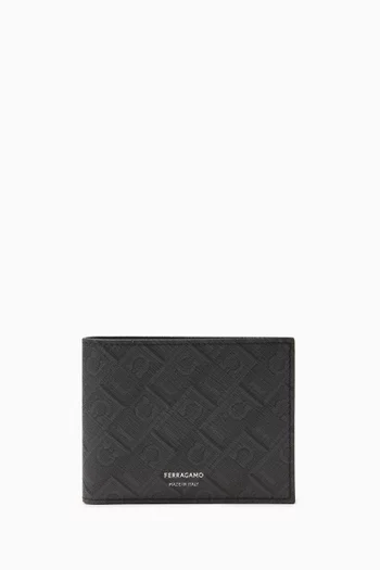 Monogram-print Bifold Wallet in Canvas and Leather