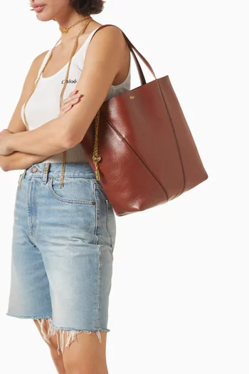 Medium Spin Tote Bag in Grained Leather