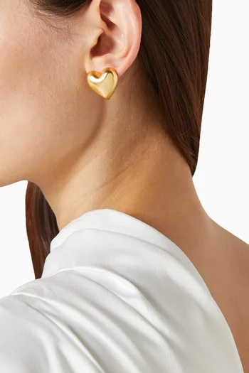 The Puffy Heart Stud Earrings in Gold-tone Brass