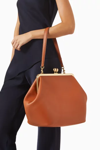 Large Kisslock Frame Bag in Leather