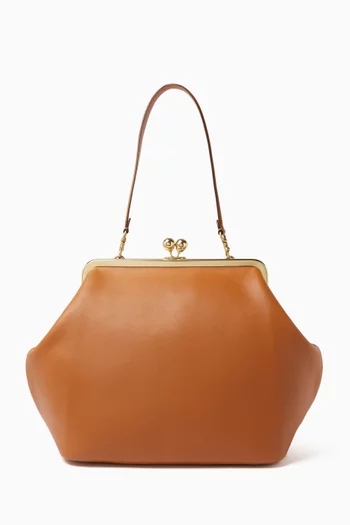 Large Kisslock Frame Bag in Leather