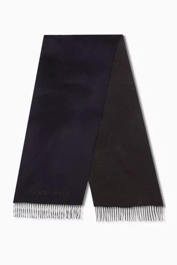 Two-tone Logo Scarf in Silk-cashmere Blend