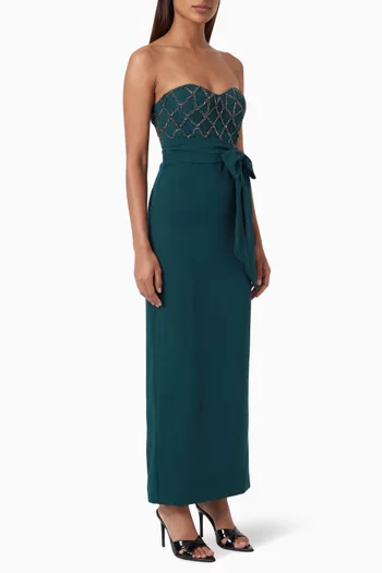 Embellished Corset Gown in Crepe