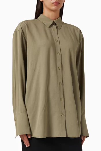 Classic Tuxedo Shirt in Wool & Viscose