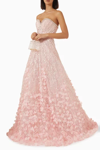 Strapless Embellished Maxi Dress