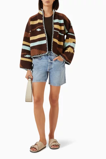 Saskia Long Jacket in Woven-knit
