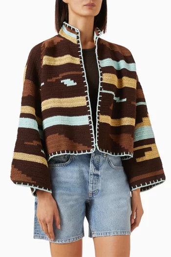 Saskia Long Jacket in Woven-knit