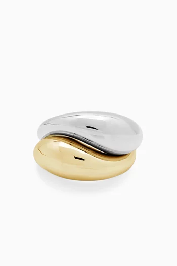 Wayne Ring Set in 14kt Gold & Silver-plated, Set of 2