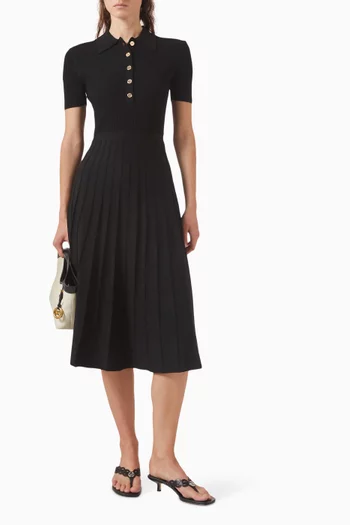 Polo Midi Dress in Ribbed Stretch-knit