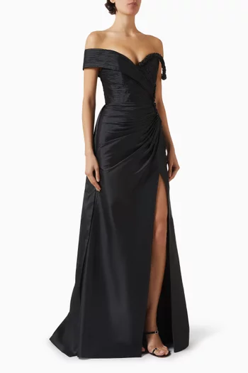 Jesetta Off-shoulder Gown in Taffeta