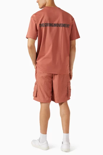 Oversized Contrast Back-print T- shirt in Recycled Softskin