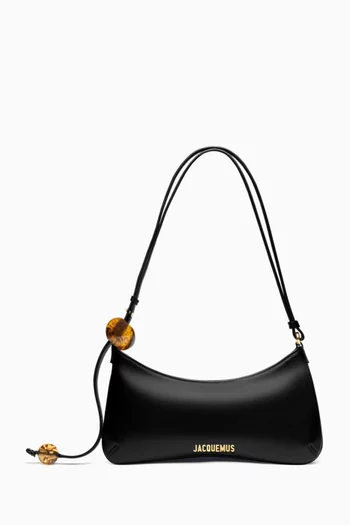 The Bisou Perle Shoulder Bag in Croc-embossed Suede