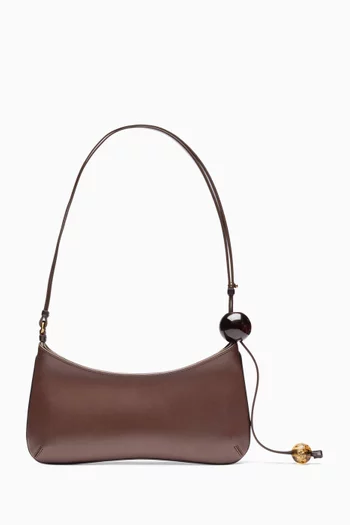 The Bisou Perle Shoulder Bag in Croc-embossed Suede