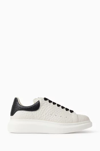 Oversized Sneakers in Grained Leather