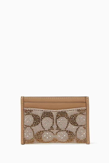Essential Card Case in Signature Jacquard & Leather