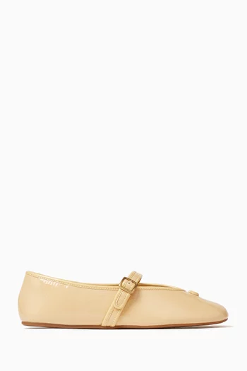 Sculpted Ballet Pumps in Crinkled Leather