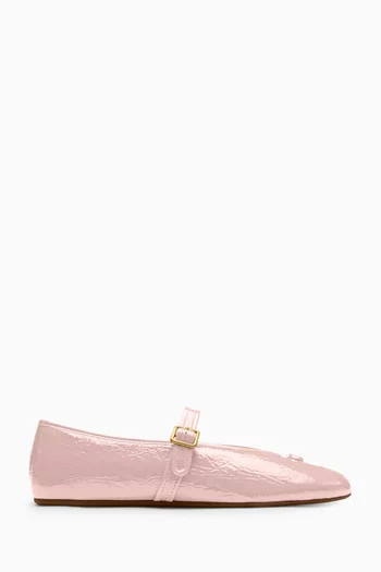 Sculpted Ballet Pumps in Crinkled Leather