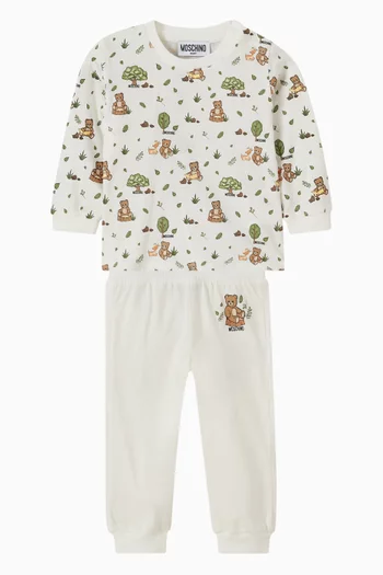Bear Print Co-ord Set in Cotton
