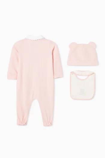 Bear Logo-embroidered Sleepsuit Gift Set