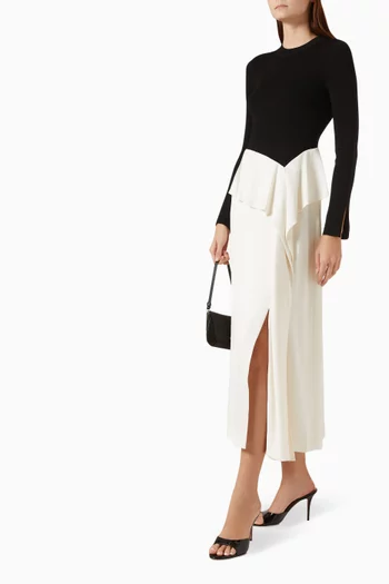 Ornella Midi Dress in Knit & Satin