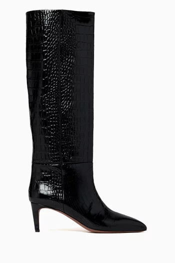 60 Boots in Croc-embossed Leather