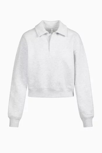 Cotton Fleece Polo Sweatshirt