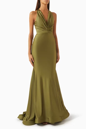 Halterneck Mermaid Gown in Lycra-jersey