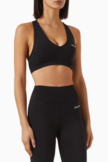 Signature Logo V-neck Sports Bra