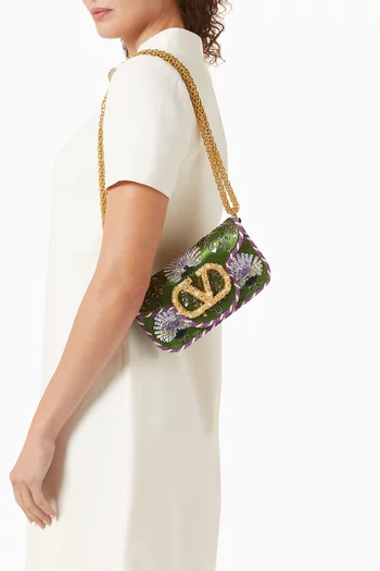 Small Locò Shoulder Bag in Embellished Satin