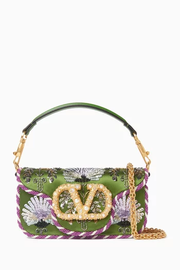 Small Locò Shoulder Bag in Embellished Satin