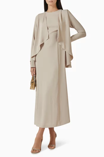 Ruffle A-cut Dress in Crepe