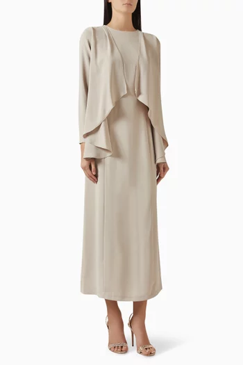 Ruffle A-cut Dress in Crepe