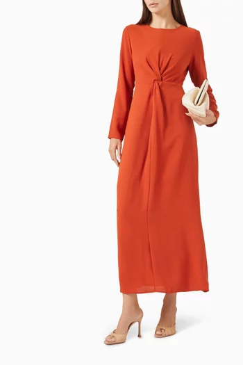 Front Knot Flared Midi Dress