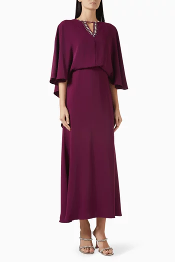 Crystal-embellished Cape Dress