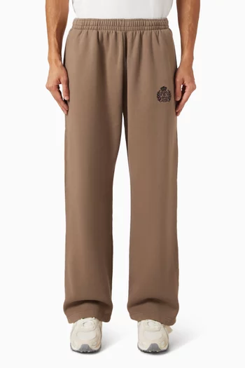 NY Crest Embroidered Wide Sweatpants in Cotton