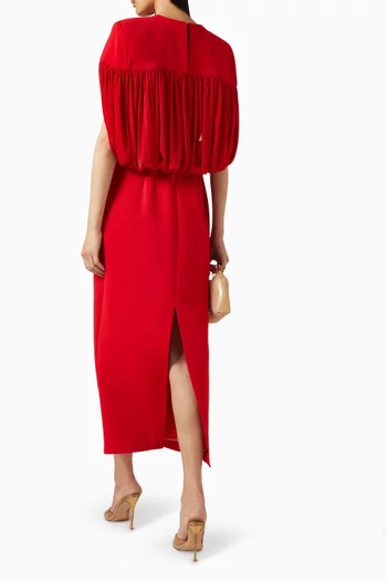 Draped Cape Midi Dress