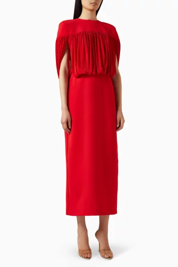 Draped Cape Midi Dress