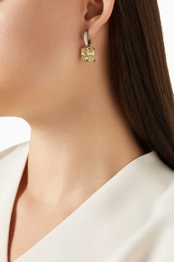 Valery Drop Huggie Earrings in Rhodium-plated Metal