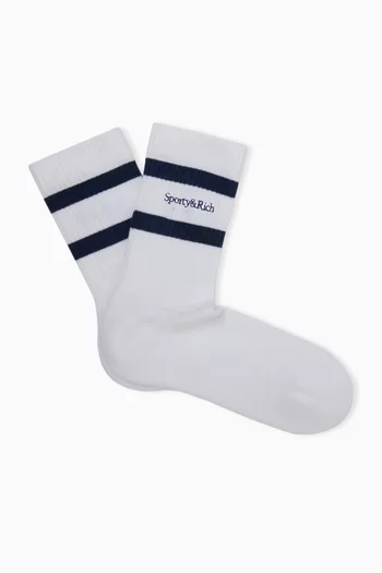 Serif Logo Socks in Stretch-cotton