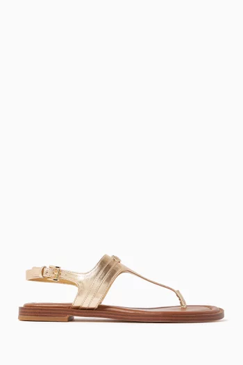 Mandy Thong Sandals in Metallic Leather
