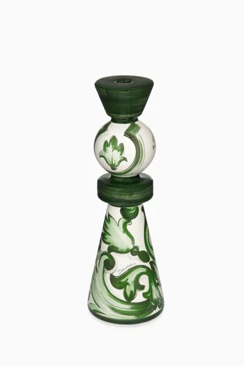 Large Maolica-print Candle Holder in Ceramic