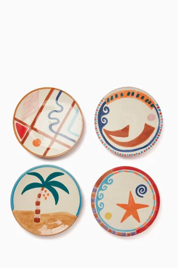Ounass Exclusive Summer Ceramic Plates, Set of 4