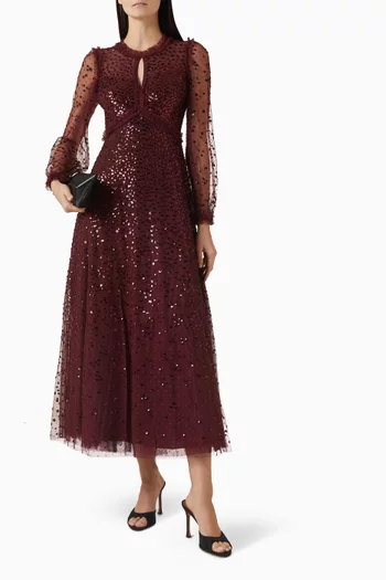 Dappled Sequin Ankle Gown