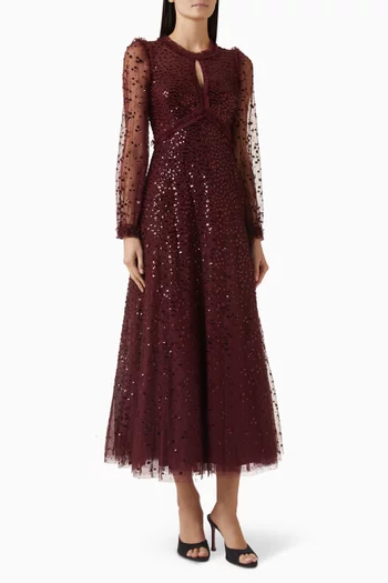 Dappled Sequin Ankle Gown