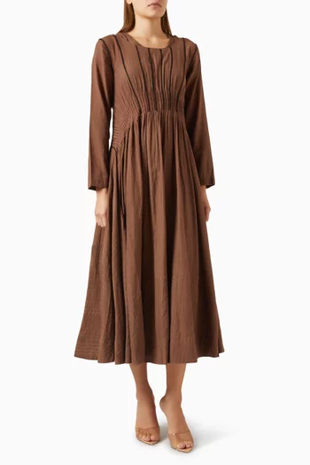 Embroidered Pintuck Dress