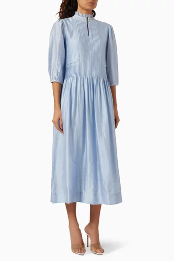 Pleated-panel Midi Dress