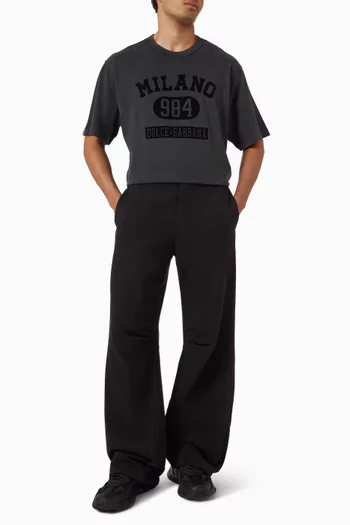 Elastic Wide-leg Sweatpants in Cotton