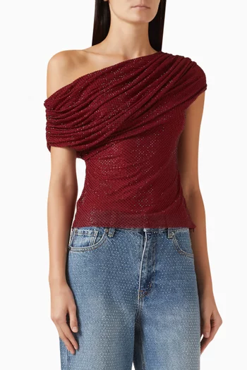 Rhinestone Draped Top in Lace